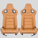 Coppia Sedili sportivi avvolgenti auto in pelle beige carbon look N706