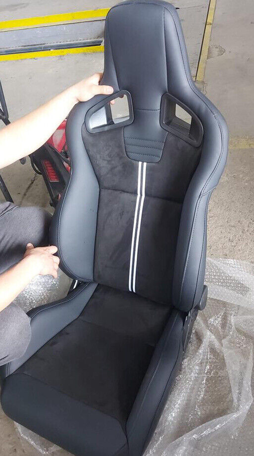 Coppia sedili sportivi Recaro Sportster CS senza logo alcantara pelle nero Gusci