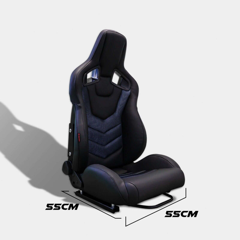 Coppia sedili sportivi Recaro Sportster CS no logo pelle tessuto nero blu Guscio