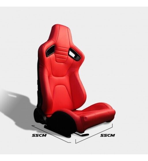 Coppia Sedili sportivi avvolgenti auto pelle Rossa N756 Replica Recaro Racing