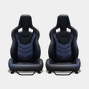 Coppia sedili sportivi Recaro Sportster CS no logo pelle tessuto nero blu Guscio
