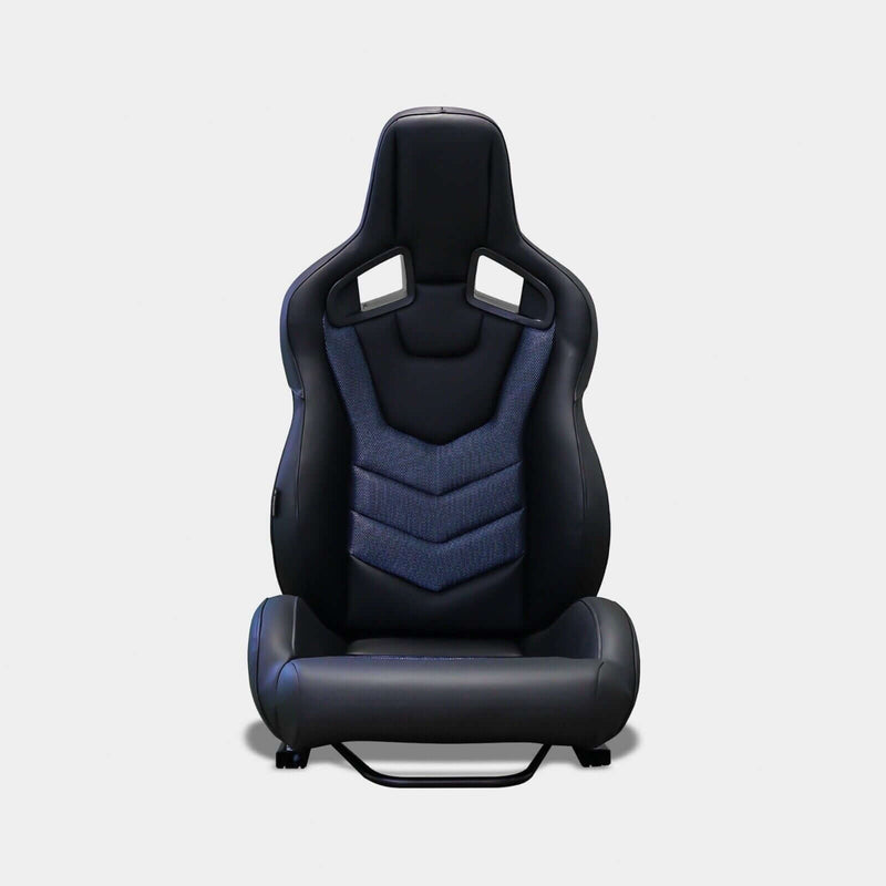 Coppia sedili sportivi Recaro Sportster CS no logo pelle tessuto nero blu Guscio