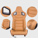 Coppia Sedili sportivi avvolgenti auto in pelle beige carbon look N706