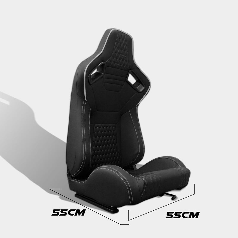 Coppia Sedili sportivi Recaro Replica avvolgenti auto pelle nera regolabili N745