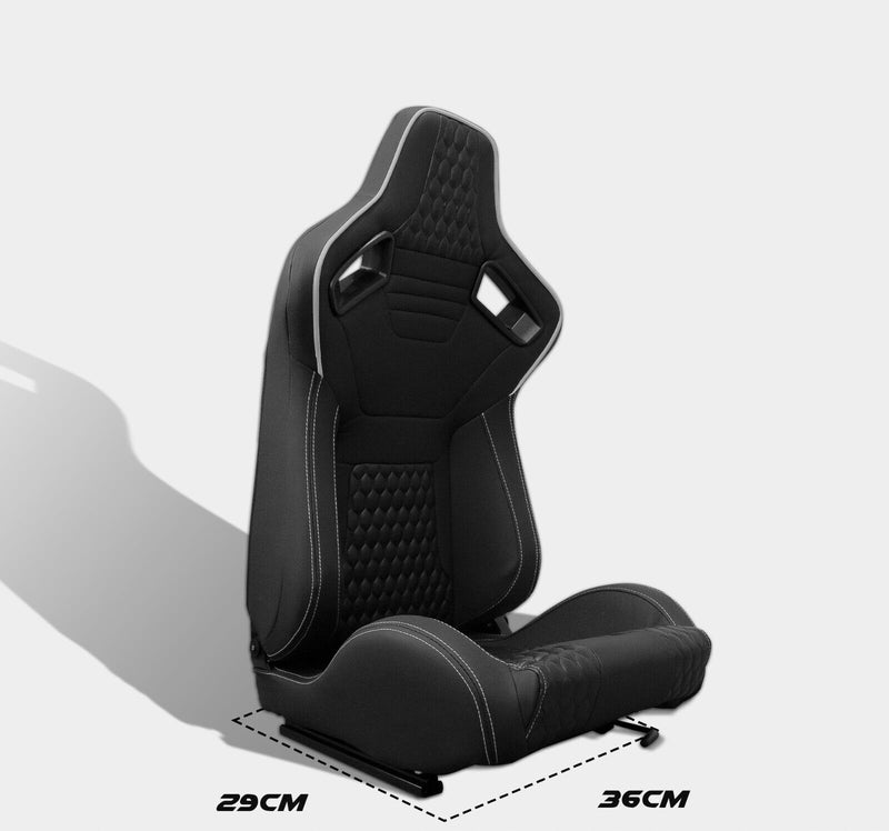 Coppia Sedili sportivi Recaro Replica avvolgenti auto pelle nera regolabili N745