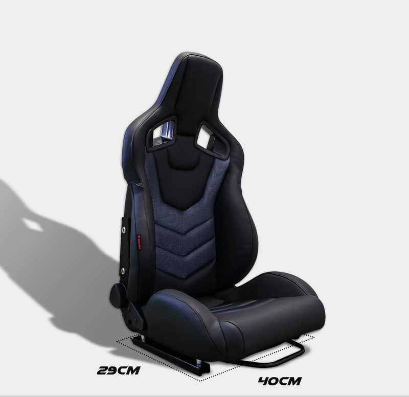 Coppia sedili sportivi Recaro Sportster CS no logo pelle tessuto nero blu Guscio