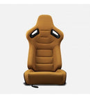 Coppia Sedili sportivi avvolgenti auto in pelle beige N511 con dettagli carbonio