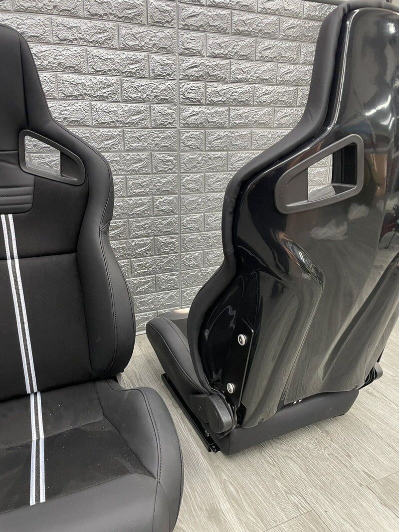 Coppia sedili sportivi Recaro Sportster CS senza logo alcantara pelle nero Gusci