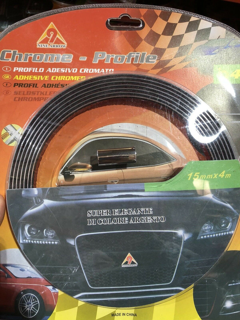 PROFILO CROMATO FASCIA ADESIVA AUTO CAMPER 4 METRI 20mm CROMATURA TUNING 3M