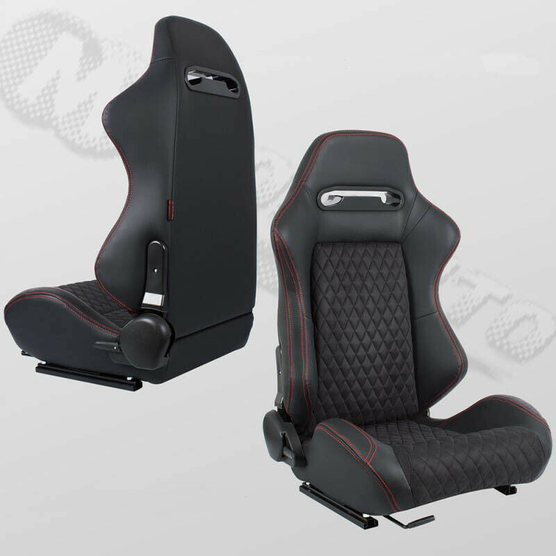 Reclining sports bucket car seat in black leather/alcantara N580 SX 