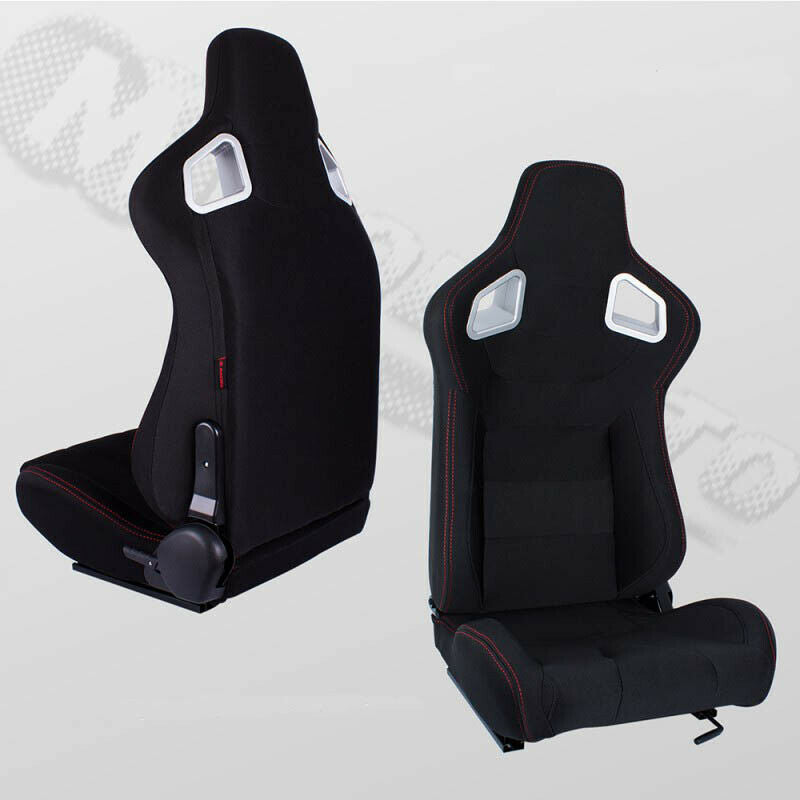 Sports bucket car seat in black canvas with red stitching N780 SX 