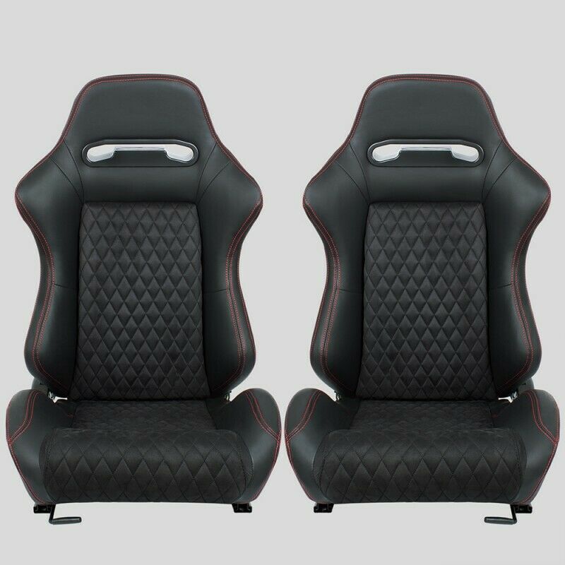 Paire de sièges auto sport inclinables enveloppants en cuir noir/alcantara N580 