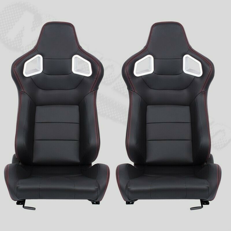 Sedile sportivo avvolgenti auto in pelle nero cuciture rosse N700 DX