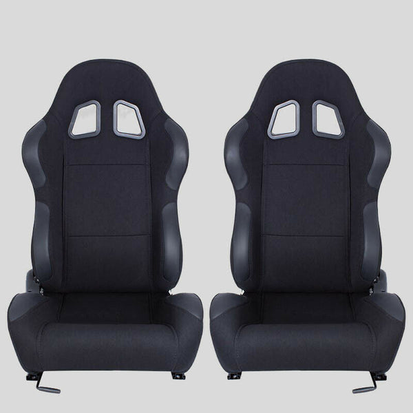 Pair of sports bucket seats in black fabric/leather N220 