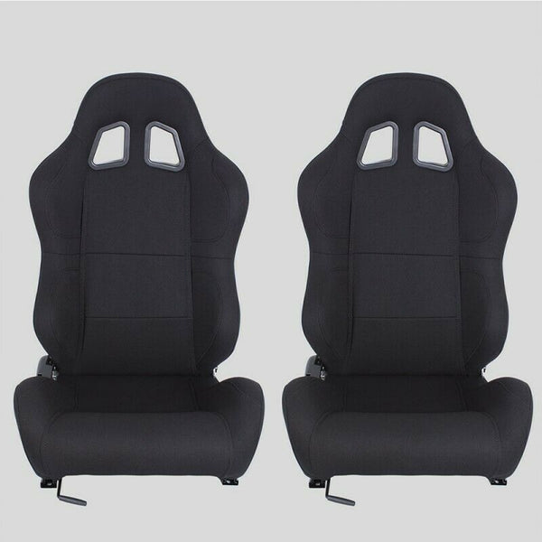 Pair of sports wraparound car seats in black fabric N100 