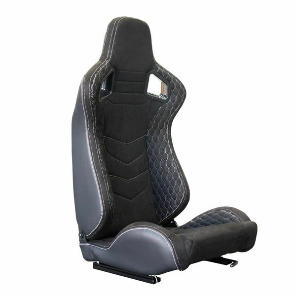 Sports wraparound car seat in leather and quilted Alcantara N785 