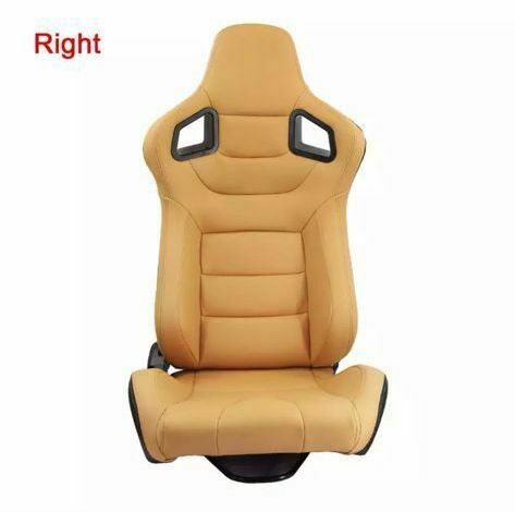 Pair of recaro replica leatherette sports wraparound car seats in beige left/right 