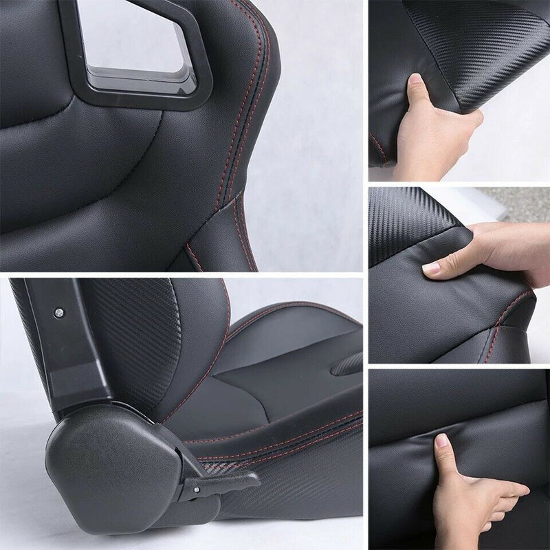 Sedile sportivo avvolgenti auto similpelle Recaro replica nero sinistra