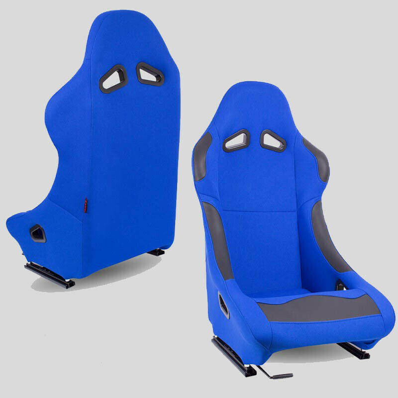 Coppia Sedili sportivi avvolgenti per auto simil FX tessuto blue N060 dx/sx