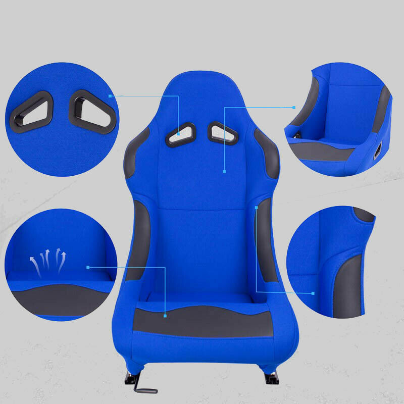 Pair of sports bucket seats for cars in FX-like blue fabric N060 right/left 