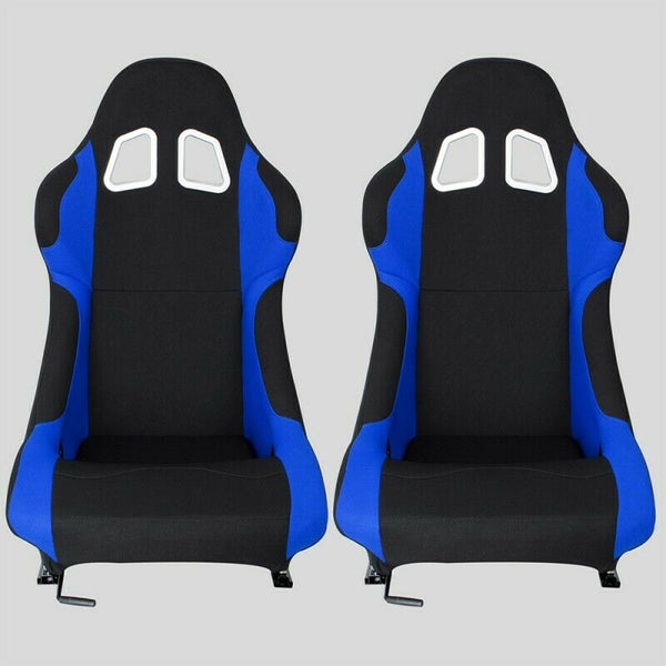 Pair of sports bucket seats for cars similar to FX blue/black fabric N065 right/left 