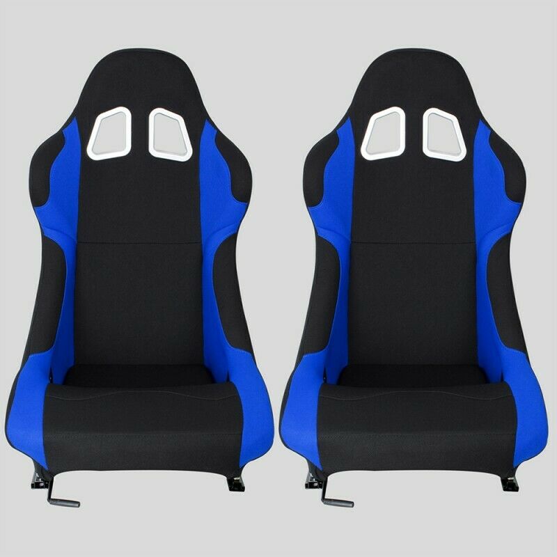 Coppia Sedili sportivi avvolgenti per auto simil FX tessuto blue/nero N065 dx/sx