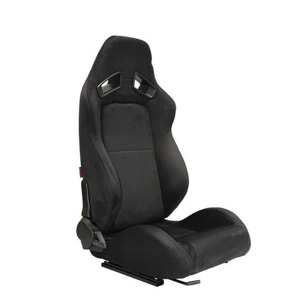 Pair of black alcantara sports wraparound car seats N791 