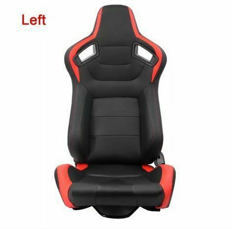 Recaro imitation leather sports bucket car seat replica black/red left 