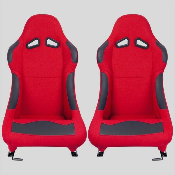 Coppia Sedili sportivi avvolgenti per auto simil FX tessuto rosso N050 dx/sx