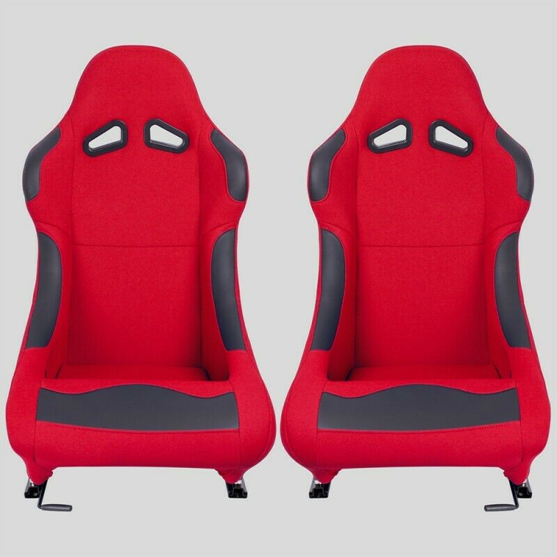 Pair of sports bucket seats for cars in FX-like red fabric N050 right/left 