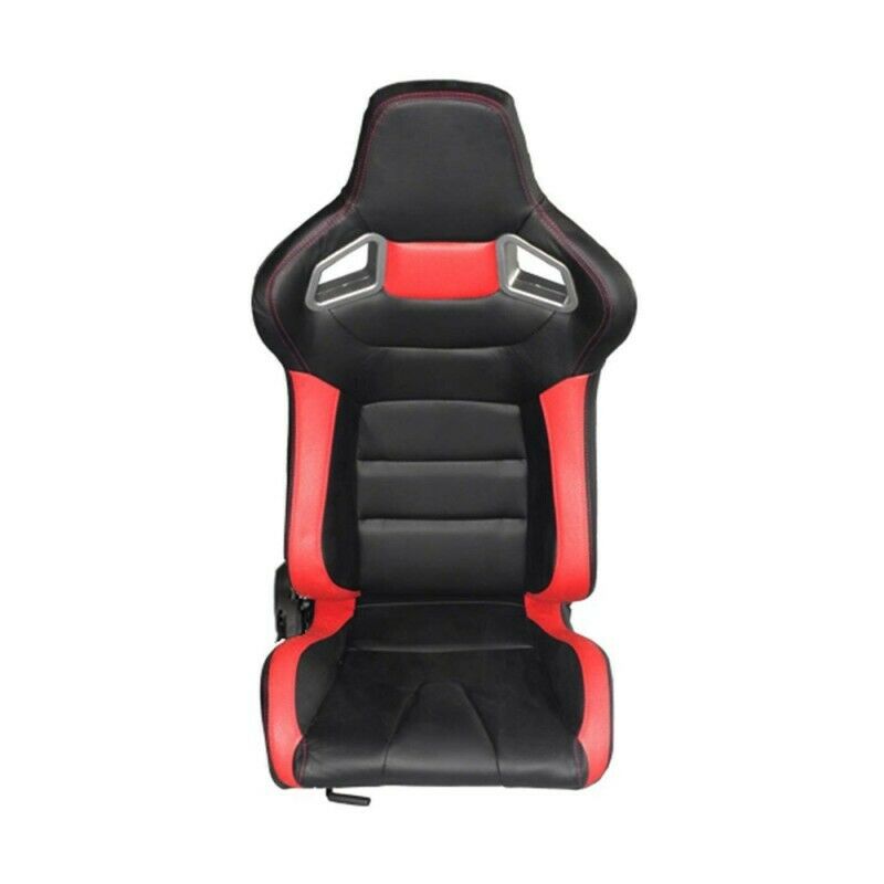 Pair of sports bucket seats in red black leather N720 