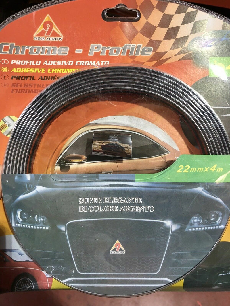 PROFILO CROMATO FASCIA ADESIVA AUTO CAMPER 4 METRI 10mm CROMATURA TUNING 3M