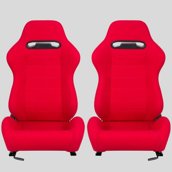 Pair of sports bucket seats in red fabric N125 