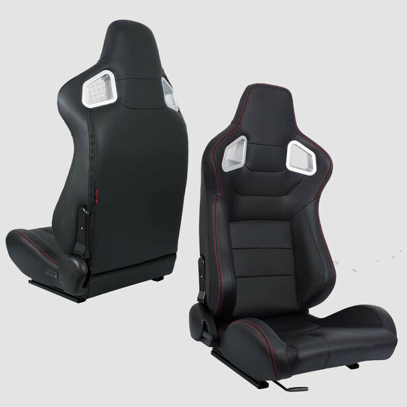 Sports bucket car seat in black leather with red stitching N700 DX 