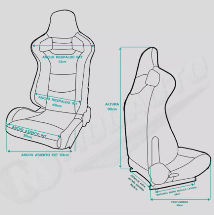 Sedile sportivo Recaro Replica avvolgenti auto pelle nera lato conducente N775