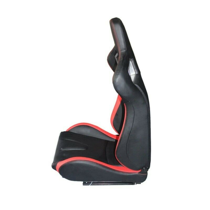 Pair of sports bucket seats in red black leather N720 