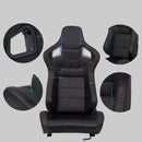 Coppia Sedili sportivi auto in pelle nero con cuciture rosse N701 replica Recaro