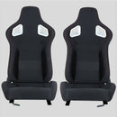 Coppia sedili sportivi avvolgenti auto in tela nera con cuciture rosse N780