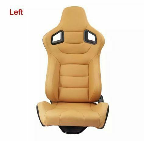 Pair of recaro replica leatherette sports wraparound car seats in beige left/right 