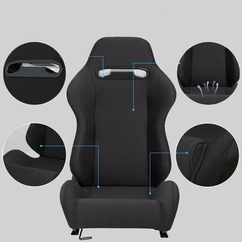 Sports wraparound car seat in black fabric N101 SX 