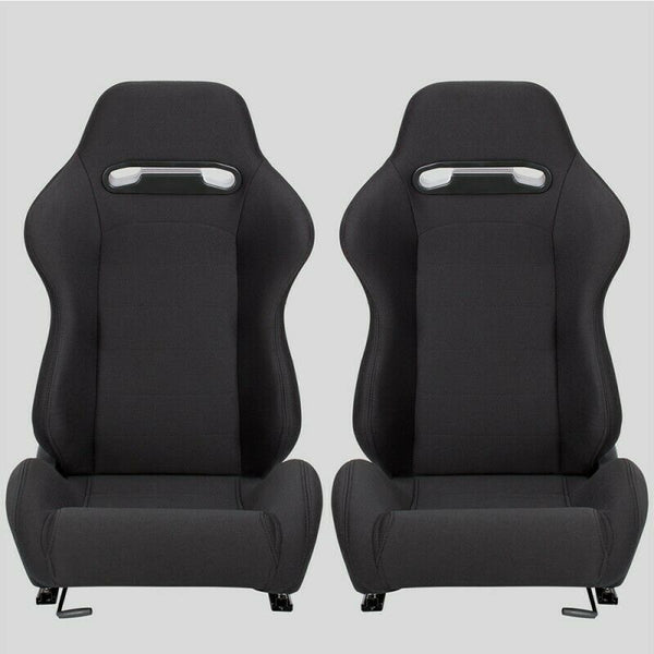 Pair of sports wraparound car seats in black fabric N101 