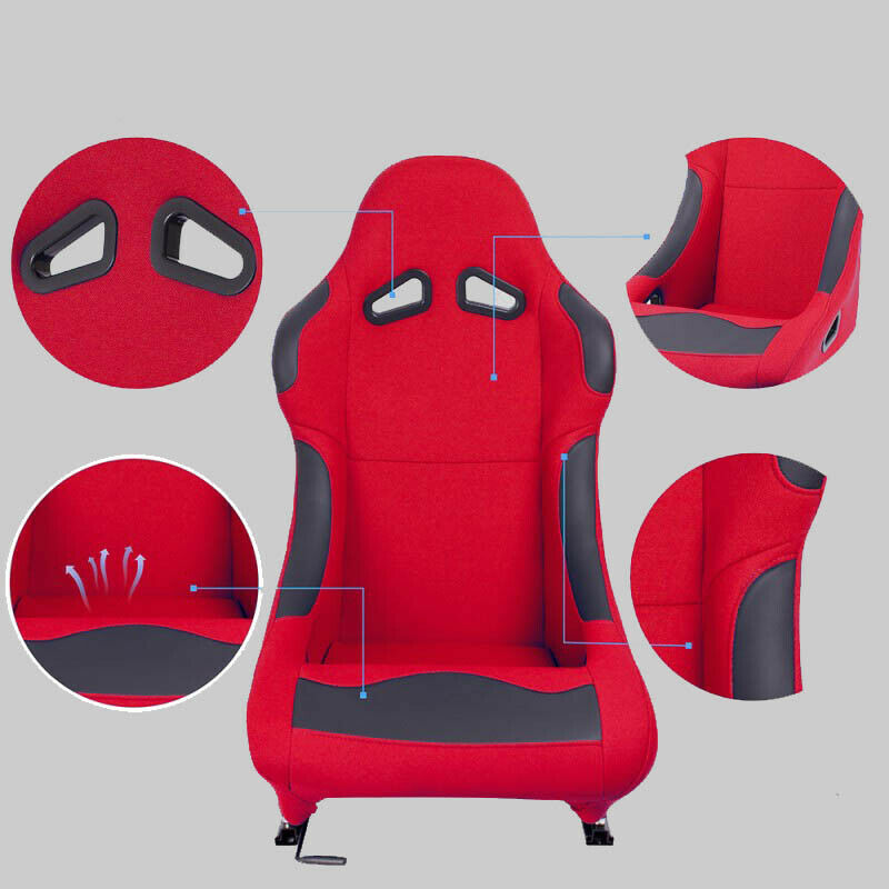 Pair of sports bucket seats for cars in FX-like red fabric N050 right/left 