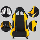 Paire de sièges baquets sport pour voiture en tissu jaune/noir effet FX N070 