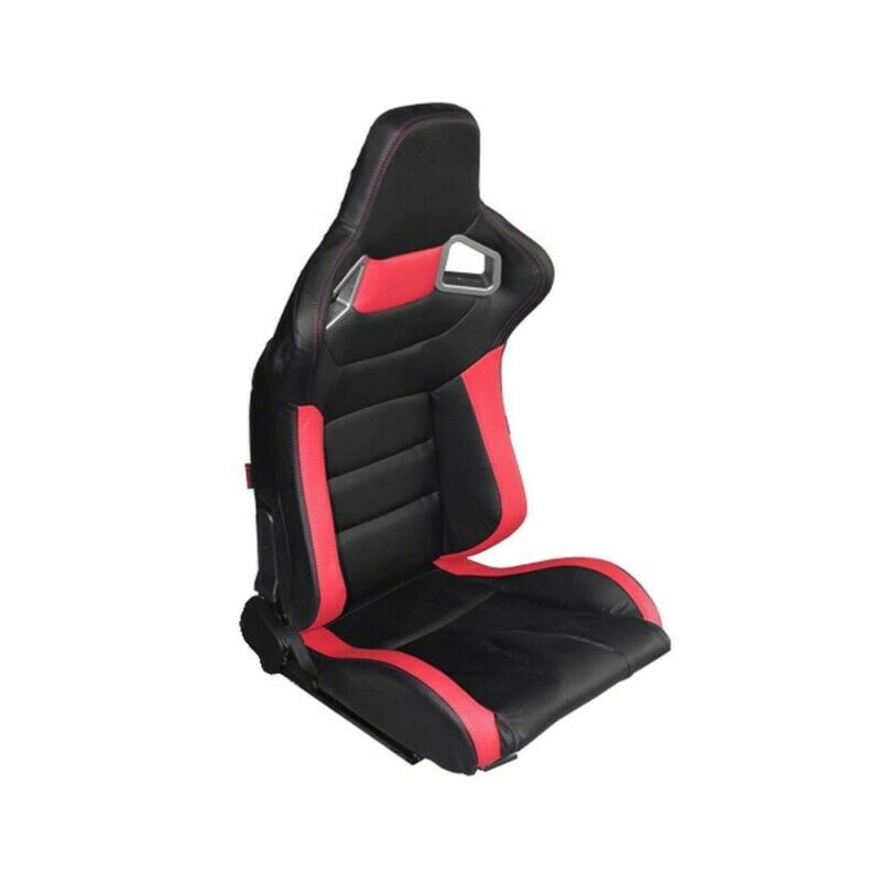 Pair of sports bucket seats in red black leather N720 