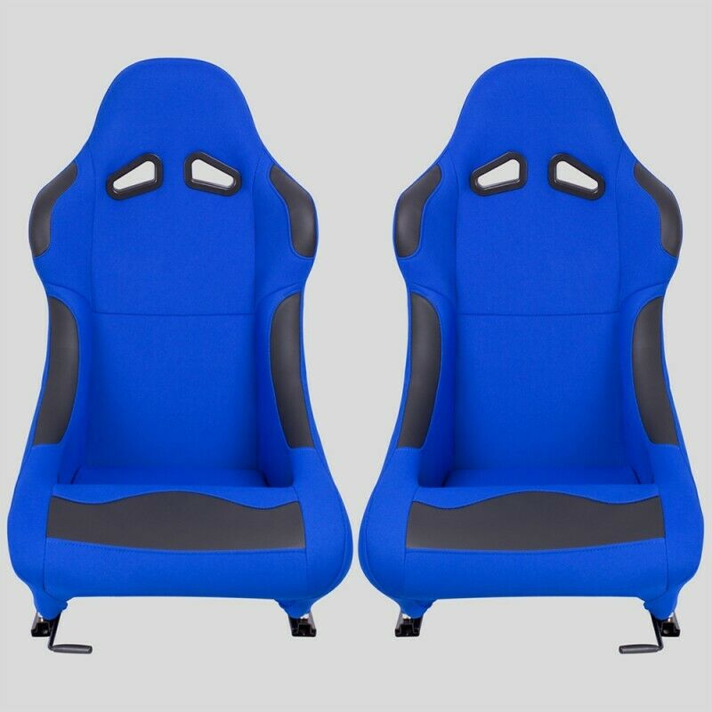 Coppia Sedili sportivi avvolgenti per auto simil FX tessuto blue N060 dx/sx