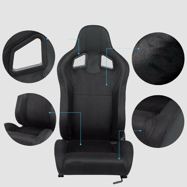 Sports wraparound car seat in black leather and alcantara N790 SX 