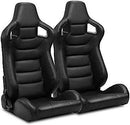 Paire de sièges baquets sport en cuir réplique Recaro noir avec guides N710 