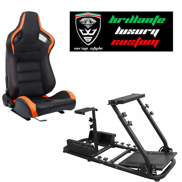 PS5 simulator game station support sports seat N730 Leather black/Orange Car 