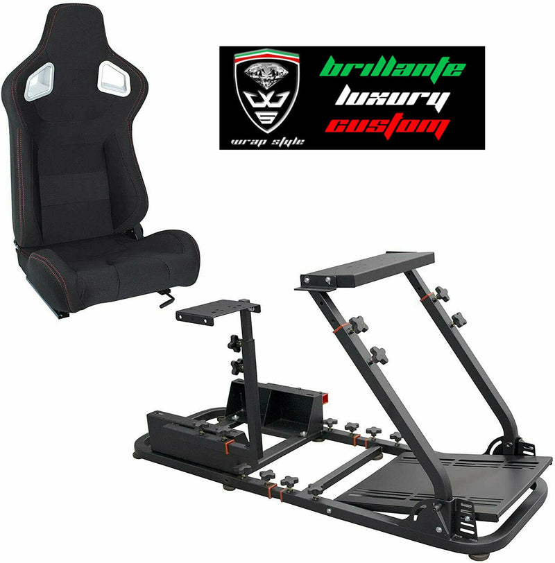 PS5 simulator game station with N780 sports seat support. Fabric with red stitching 