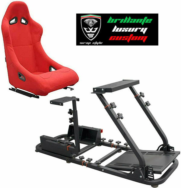 Postazione gioco simulatore PS5 PS4 supporto sedile sportivo N010R Tessuto rosso